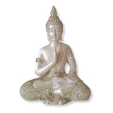 Buda Tibetano Hindu Meditação Chakras Pérola/dourado 27cm 