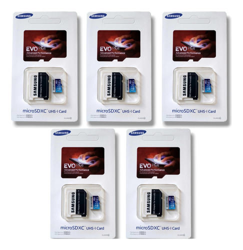 Kit Com 5 Unidades Cartão Samsung 1024gb Evo Plus + Adaptad