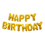 Letrero Happy Birthday Letras De Aluminio Color Dorado