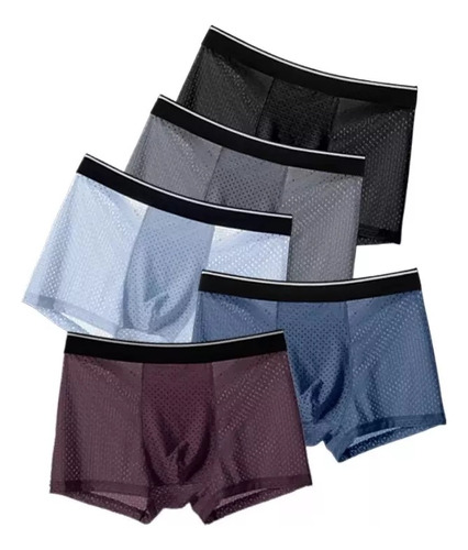 Cueca Boxer De 5 Peças, Roupa Íntima Masculina Fina De Verão