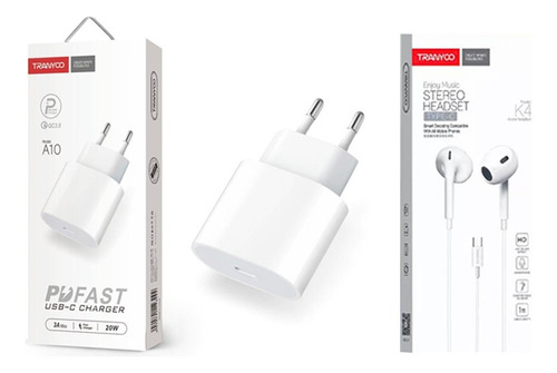 Kit Audifonos + Cargador Usb-c 20w Entrada Para iPhone