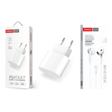 Kit Audifonos + Cargador Usb-c 20w Entrada Para iPhone