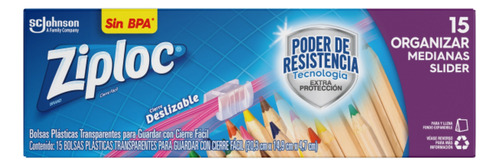 Ziploc Bolsa Plástica Reutilizable Para Guardar Y Organizar Con Slider 15piezas