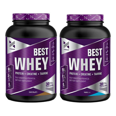 Best Whey Proteína Deportiva Xtrenght Sabor Chocolate Vainilla 2 Lb x 2 | Envío gratis