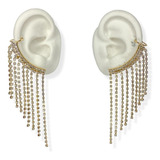 Brinco Franja Strass Ear Cuff Feminino Blogueira Moda