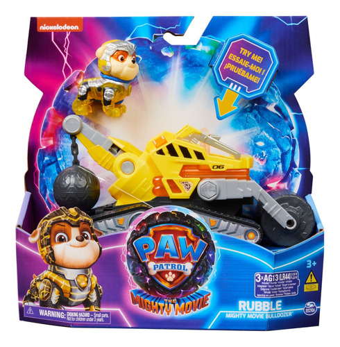 Paw Patrol 6067511 Vehículo La Súper Película Rubble +3 Con Luz Y Sonido