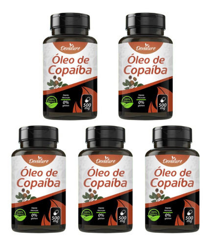 Óleo De Copaíba 500mg 100 Cápsulas - 5 Frascos Denature