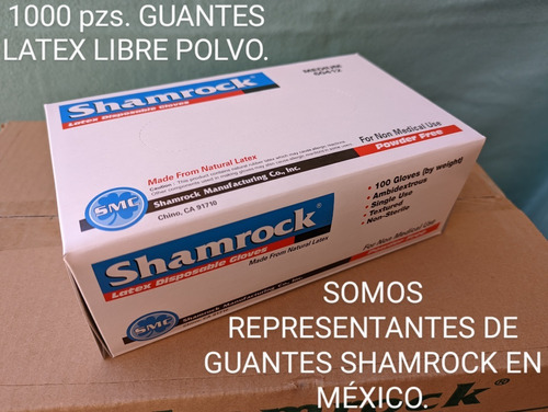 Guantes Latex, Caja Master, 4.5 Mil. Talla M, Marca Shamrock