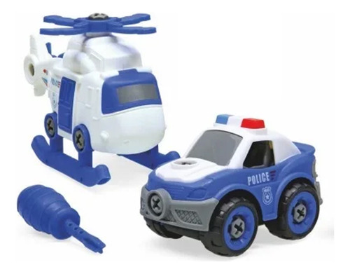 Brinquedo Carro Viatura Polícia E Helicóptero De Montar