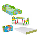 Cama Infantil Cocomelon Play Area Mesa Sillas Baul Y Colchon