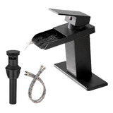 Bathlavish - Llave De Baño De Cascada Negro Mate, Fregadero