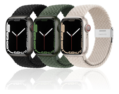 3 Correas Trenzada Para Apple Watch Serie 9 8 7 Se 6 5 Ultra
