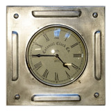 Reloj Cuadrado De Pared Chapa Vintage Antiguo Estacion 26x26