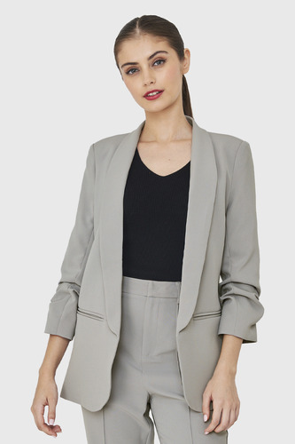 Blazer Mangas Drapeadas 3/4 Gris Nicopoly