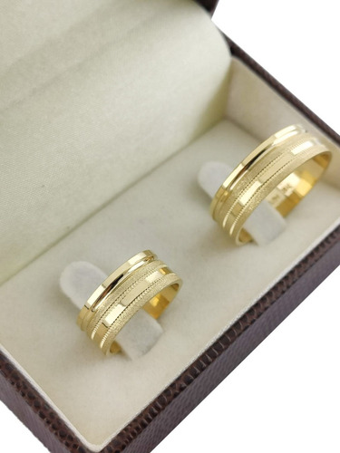 Aliança Casamento Quadrada Ouro 18k 7mm 10 Gramas