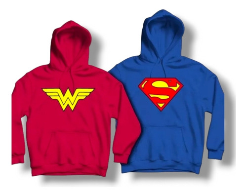 Duo 2 Sudaderas Superman Pareja Wonder Woman Novios Amigos