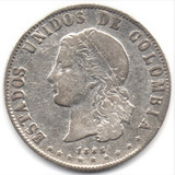 20 Centavos 1885 Medellín Ley 0,835/0,500 Plata