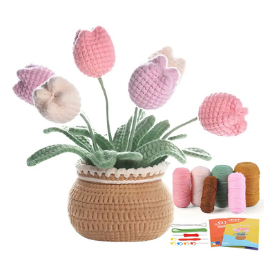 Tulipanes Tejidos Ramos De Flores Crochet De La Madre Color Rosa | MercadoLibre