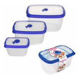 Kit 3 Potes Para Mantimentos Frutas Legumes Freezer Flor