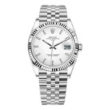 Reloj Compatible Con Rlx-datejust Plateado- Calendario