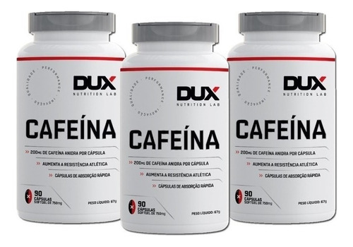 Kit Revenda 3 Und Cafeína Dux - 90 Cáps Cada + Lançamento