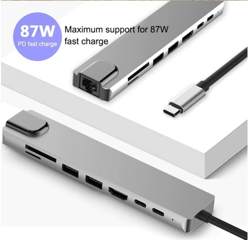 Adaptador Hdmi+red 8 En 1 Usb-c Multifunción Dell Latitude