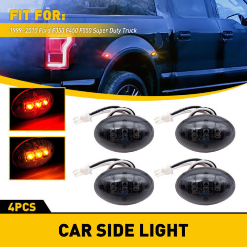 4x New Smoked For Ford F350 F450 F550 1999-2010 Led Side Oad