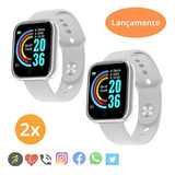 2 Smartwatch Para Celulares Design Inovador Pulseira Moderna Cor Da Pulseira 2 Prata