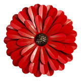 Flor Metalica - Figura Decorativa Para Pared  30cm Roja