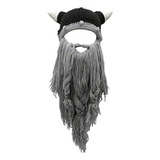 Sombrero Gris De Vikingo Con Barba Larga Y Cuernos, Gorro 