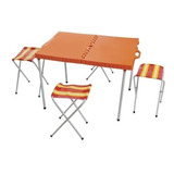 Mesa De Camping Pik Nik Plegable Con 4 Banquetas