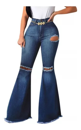 Pantalones Anchos De Jeans Acampanados Para Mujer