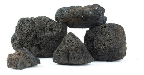 Rocha Lava Rock Volcano Black Stone Preta Para Aquário - 1kg