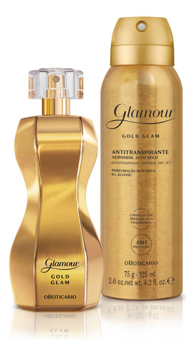 Kit Glamour Gold Glam: Deo Colônia 75ml + Desodorante 75g