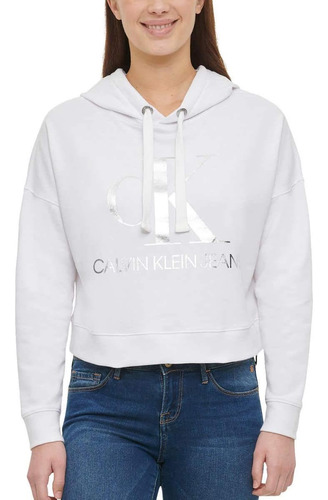 Sudadera Calvin Klein Original Logo Mujer Casual Blanco 1