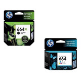 Cartucho Hp 664xl Negro + 664 Color Estandar Originales