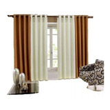 Cortinas Minimalista 5.20 X 2.30 Mts (4 Paneles) Beige/caqui