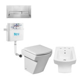 Inodoro  Corto + Bidet Hall Roca 3a + Deposito Slendra Cromo