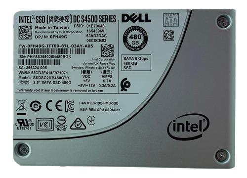 Z3 Disco Ssd Intel 480gb Servidor Dell Np 0fh49g Nas Raid