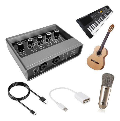 Placa Audio Para Celular E Pc Para Instrumentos E Microfone Cor Cinza-escuro 110v/220v