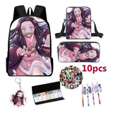 10 Piezas Demon Slayer Kamado Nezuko Juego De Mochila Para N