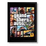 Quadro Poster Geek Gta 5 Quarto Gamer Moldur 43x33cm