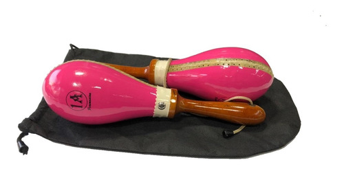 Maracas Salsera En Cuero Fucsia (rosa) 30 Cm Con Estuche