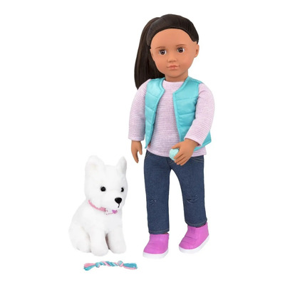 Muñeca Cassie Con Su Perrito Samoyedo - Our Generation | Envío gratis