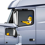 Calcomanía Sticker Para Homero Manejando Asomado Camion