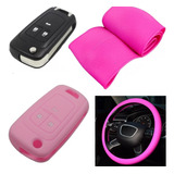 Cubre Volante + Funda Llave Silicona Chevrolet Prisma Rosa