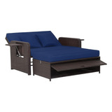 Sofa Cama De Ratan Para Patio Ajustable Azulma Tangkula 