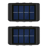 Pack X 2 Lampara Solar 6 Led Exterior Aplique De Muro