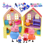 Peppa Pig Figuras De Juguete + Aula Pepa + Casa De Juegos