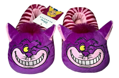 Pantufa Infantil Gato Cheshire Rosa Disney - Tamanho 32/33